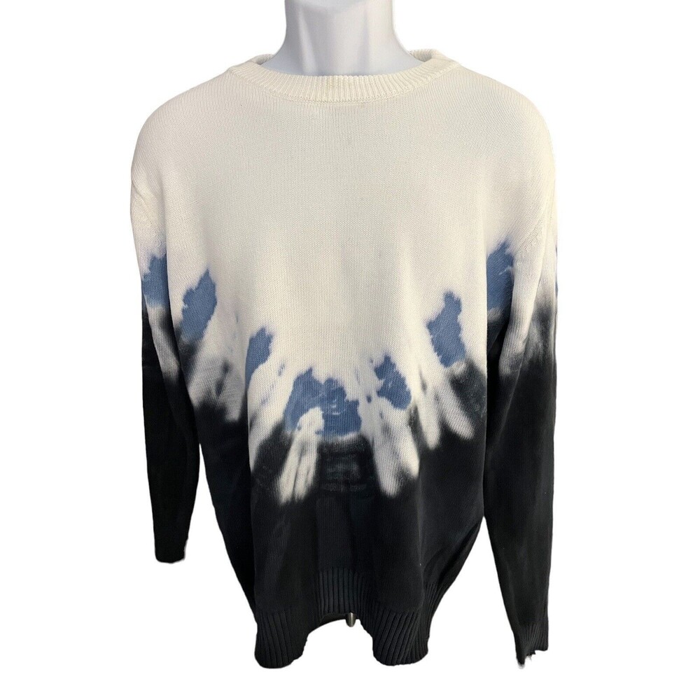 Xray Men's S long sleevce crewneck tie dye knit sweater blue/white/black NWT